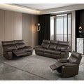 Contemporary Brown Finish Living Room Sofa Recliner Set Pillow Top Arms