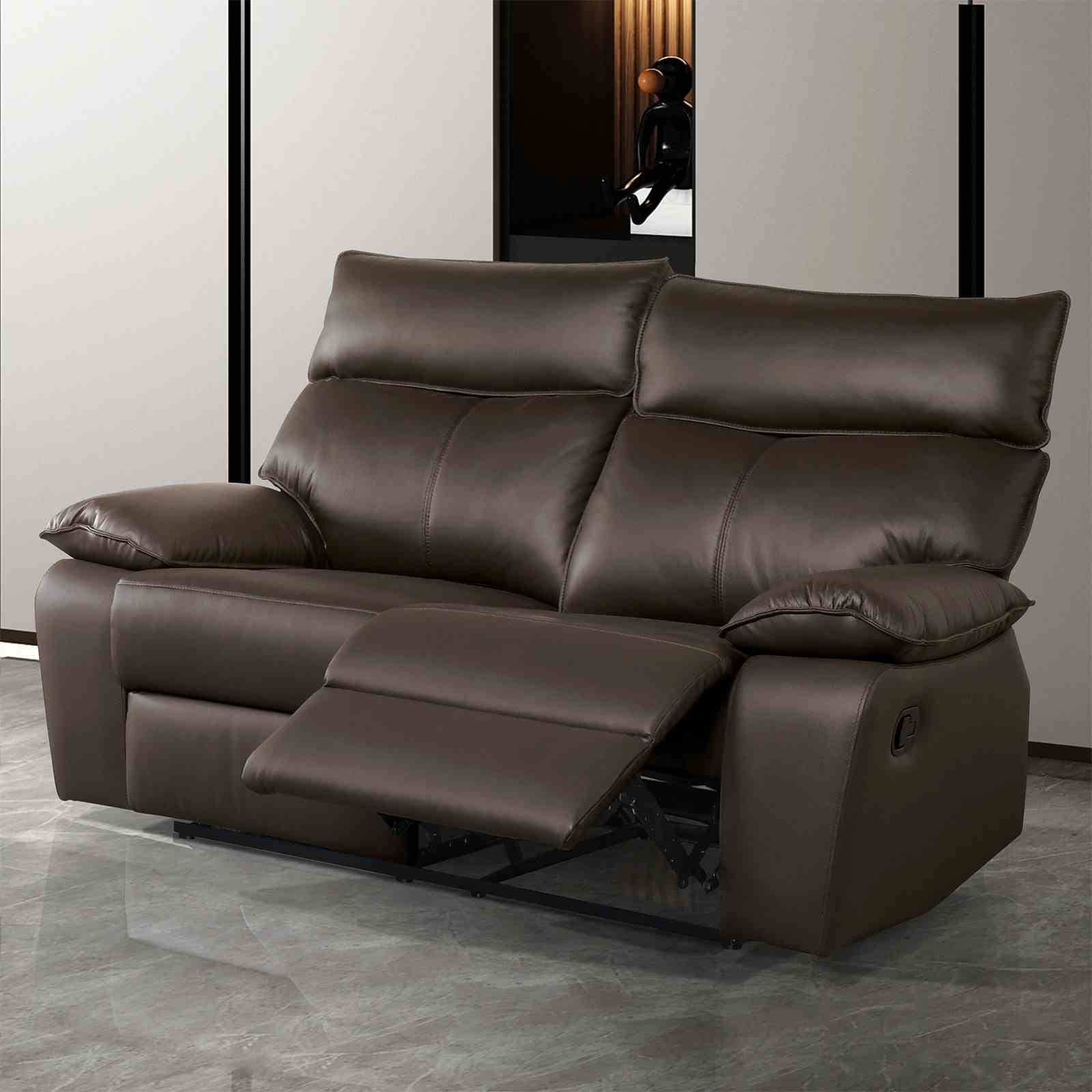 Contemporary Brown Finish Recliner Loveseat 1Pc Pillow Top Arms