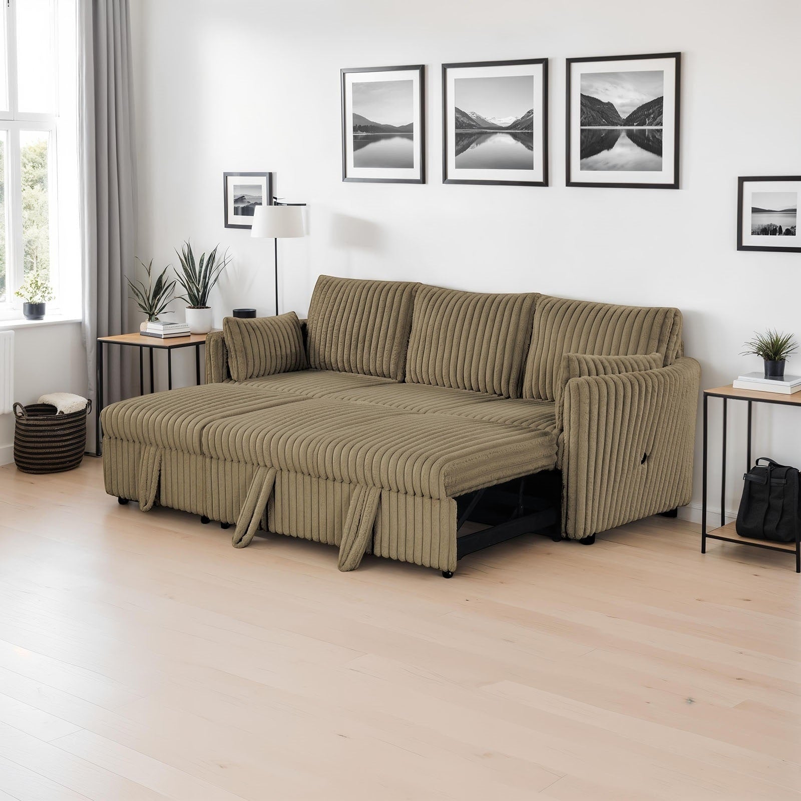 Contemporary Brown Modular Design Curved Arm Sofa Charging Ports 1Pc W Pull Out