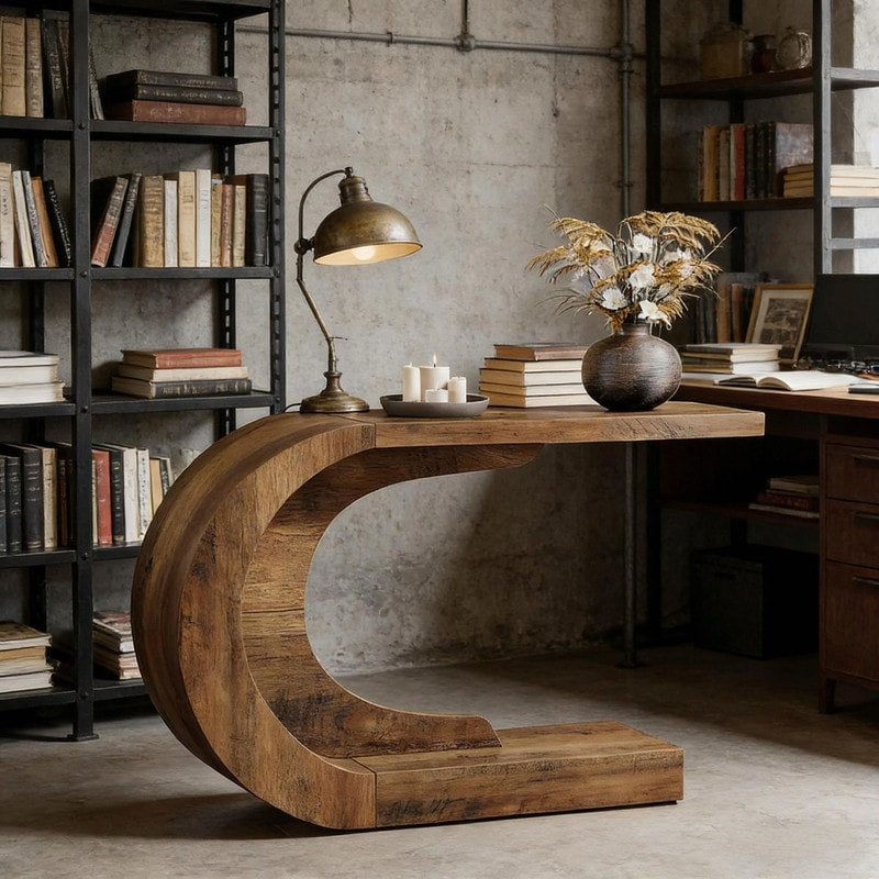 Contemporary C Shaped Hallway Console Table