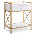 Silver Orchid Beyers Gold Metal And Wood Night Stand Side Table
