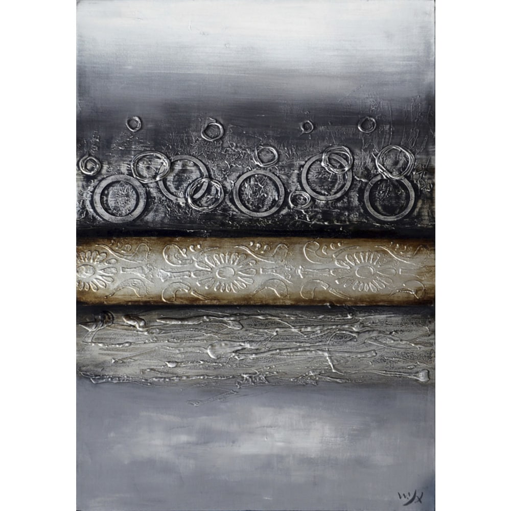 Contemporary Corban Hand Embellished Canvas Giclee 30 X 60 Grey