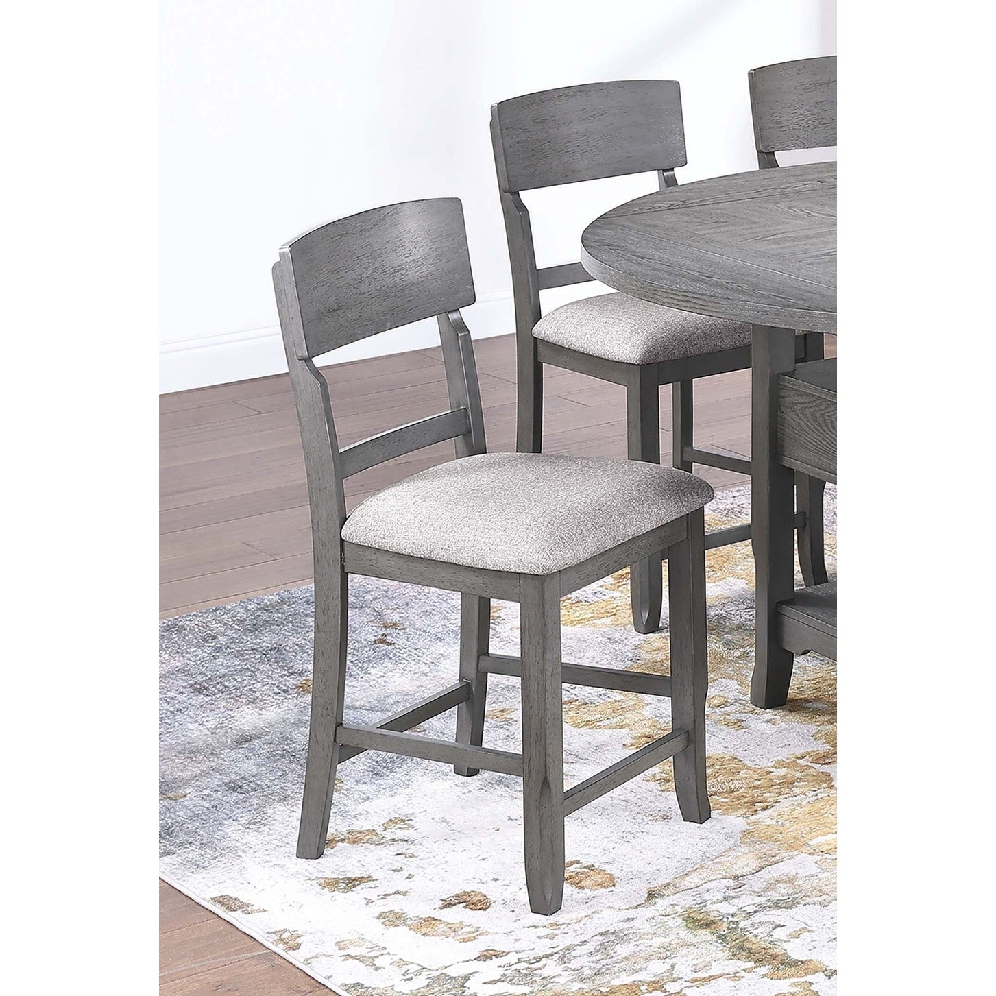 Contemporary Counter Height Dining Chairs Ladder Back Gray Finish