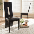 Contemporary Dark Brown Faux Leather Dining Chair Set By Baxton Studio
