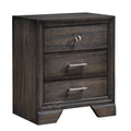 Contemporary Dark Wood Nightstand 3 Drawers Solid Wood Bedroom Furniture