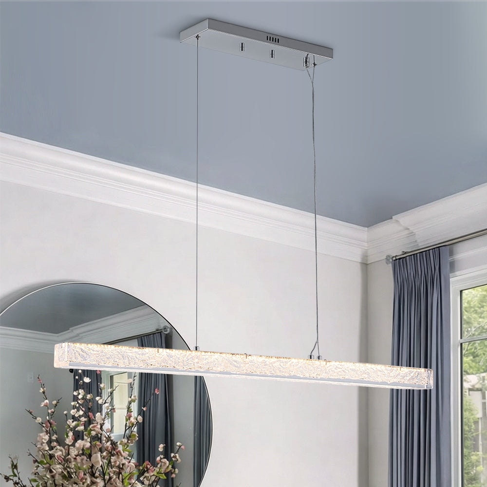 Contemporary Dimmable Led Crystal Style Resin Linear Island Pendant