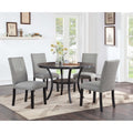 Contemporary Dining Set 5Pc Nail Head Trim Black And Gray Finish