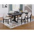 Contemporary Dining Table Set 7Pc Trestle Base Curve Legs White And Black Finish