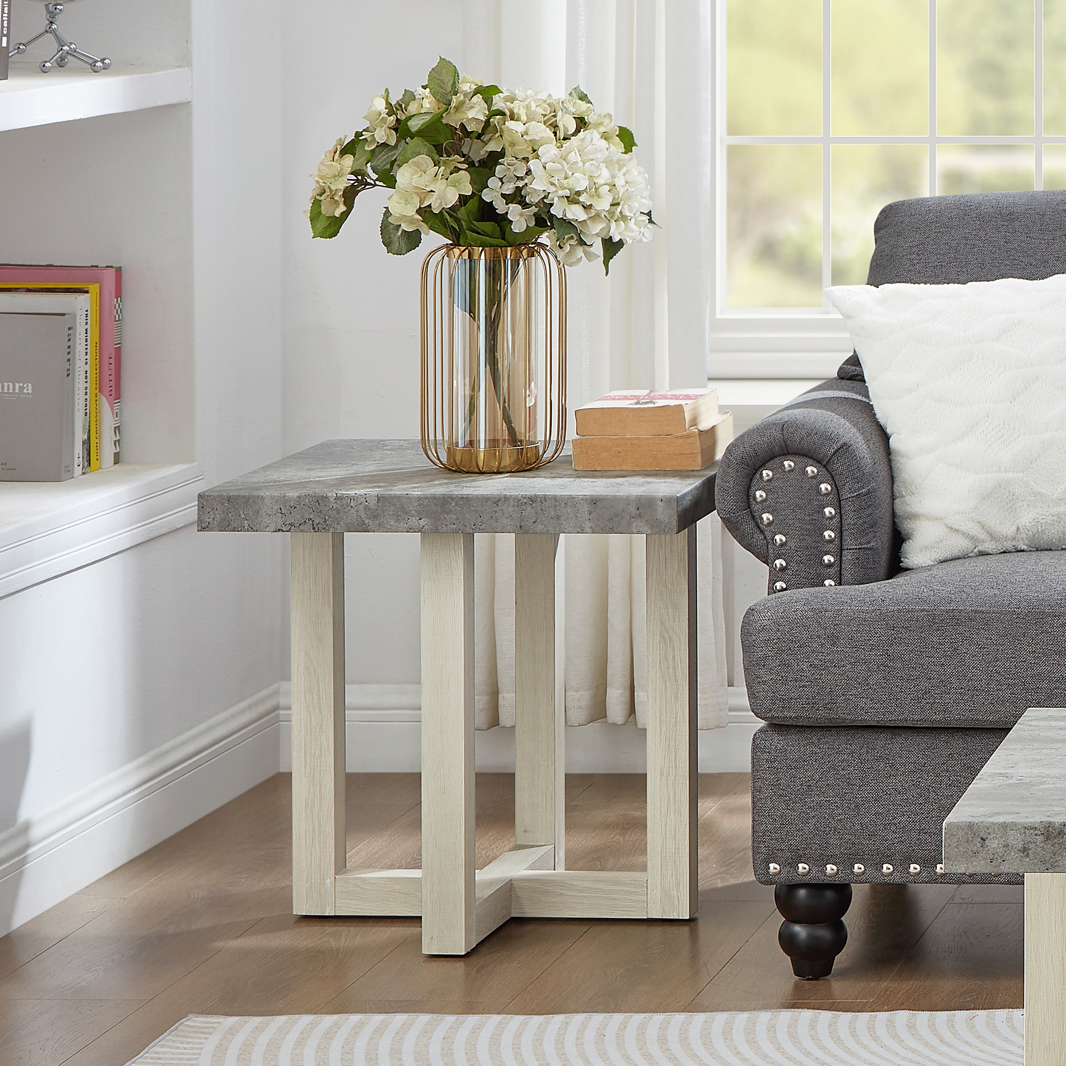 Contemporary End Table Durable Mdf Top Ideal For Smaller Spaces