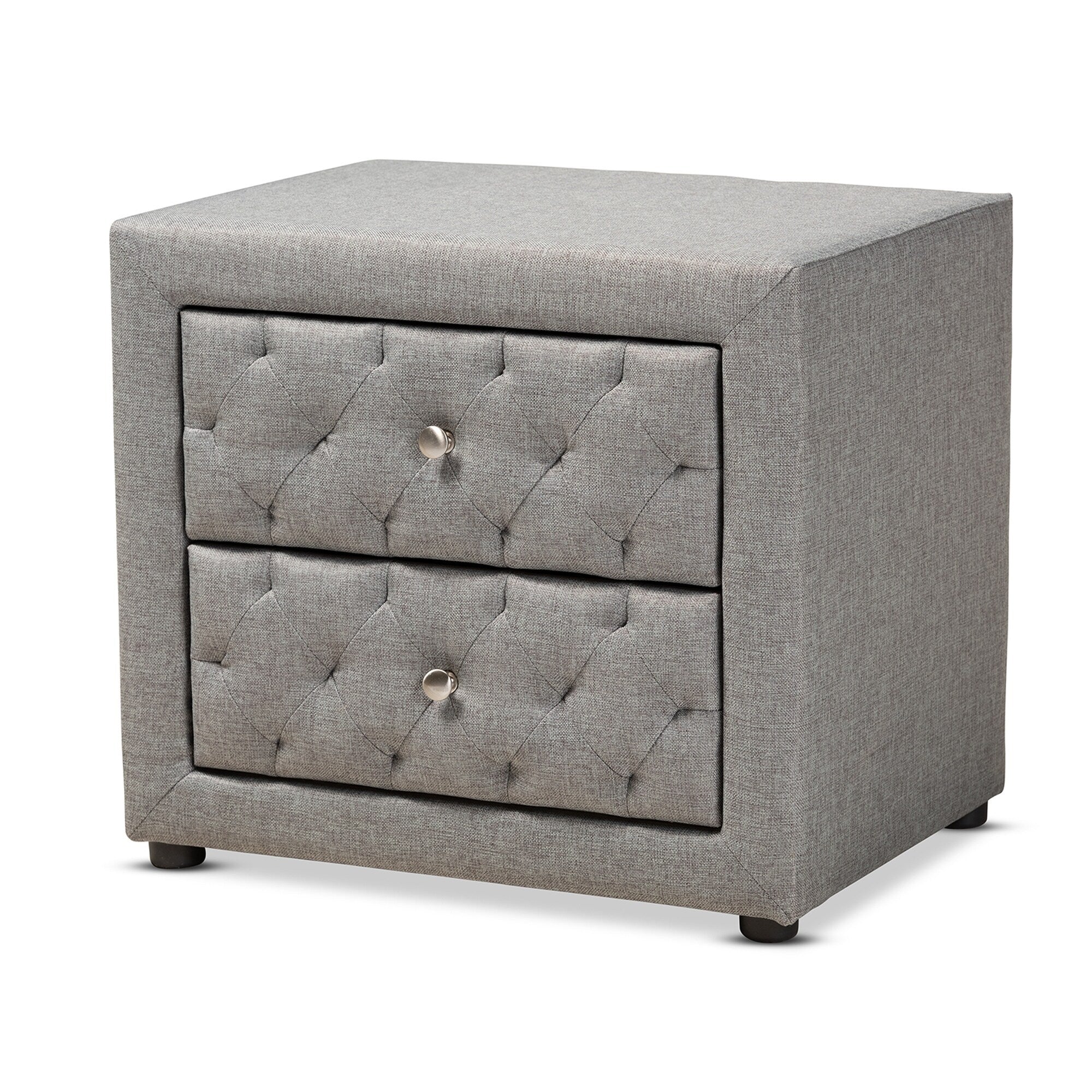 Contemporary Fabric 2 Drawer Nightstand