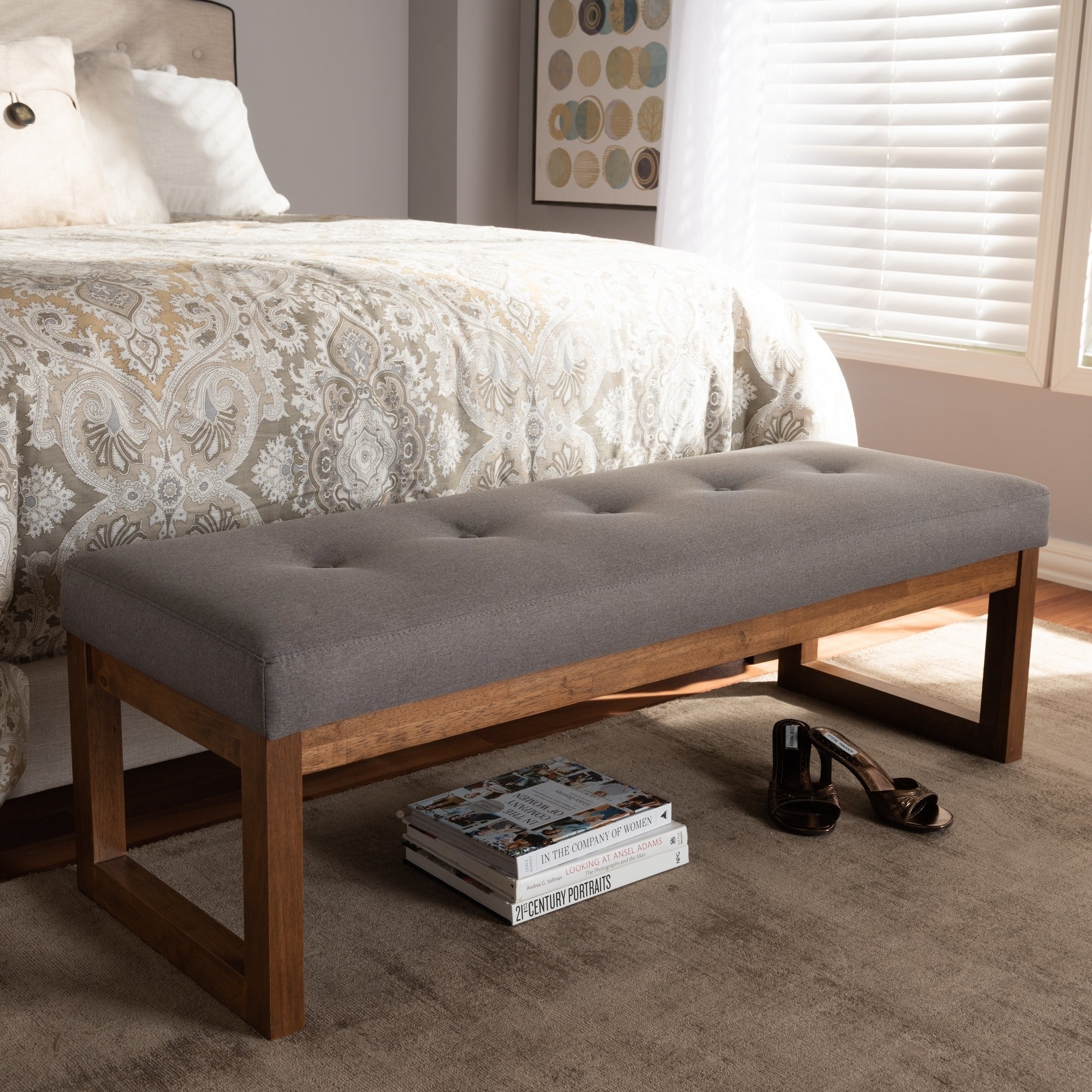 Contemporary Fabric Upholstered Bench By Baxton Studio