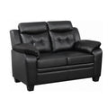 Contemporary Faux Leather Wood Loveseat With Cushioned Armrests Rich Black