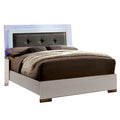 Contemporary Full Bed With Led Trim And Lacquer Coating White And Gray