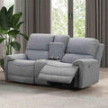 Contemporary Gray Boucle Fabric 1Pc Power Reclining Loveseat Center Console