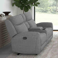 Contemporary Gray Fabric Recliner Loveseat Center Console 1Pc