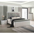 Contemporary Gray Finish Designer Bed Chest Nightstand Bedroom Set 3Pc