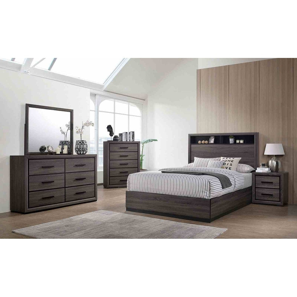 Contemporary Gray Finish Wooden Bedroom Furniture Set