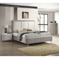 Contemporary Gray Upholstered Designer Bedroom Furniture Set 3Pc