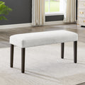 Contemporary Gray Upholstered Dining Bench With Espresso Wood Finish