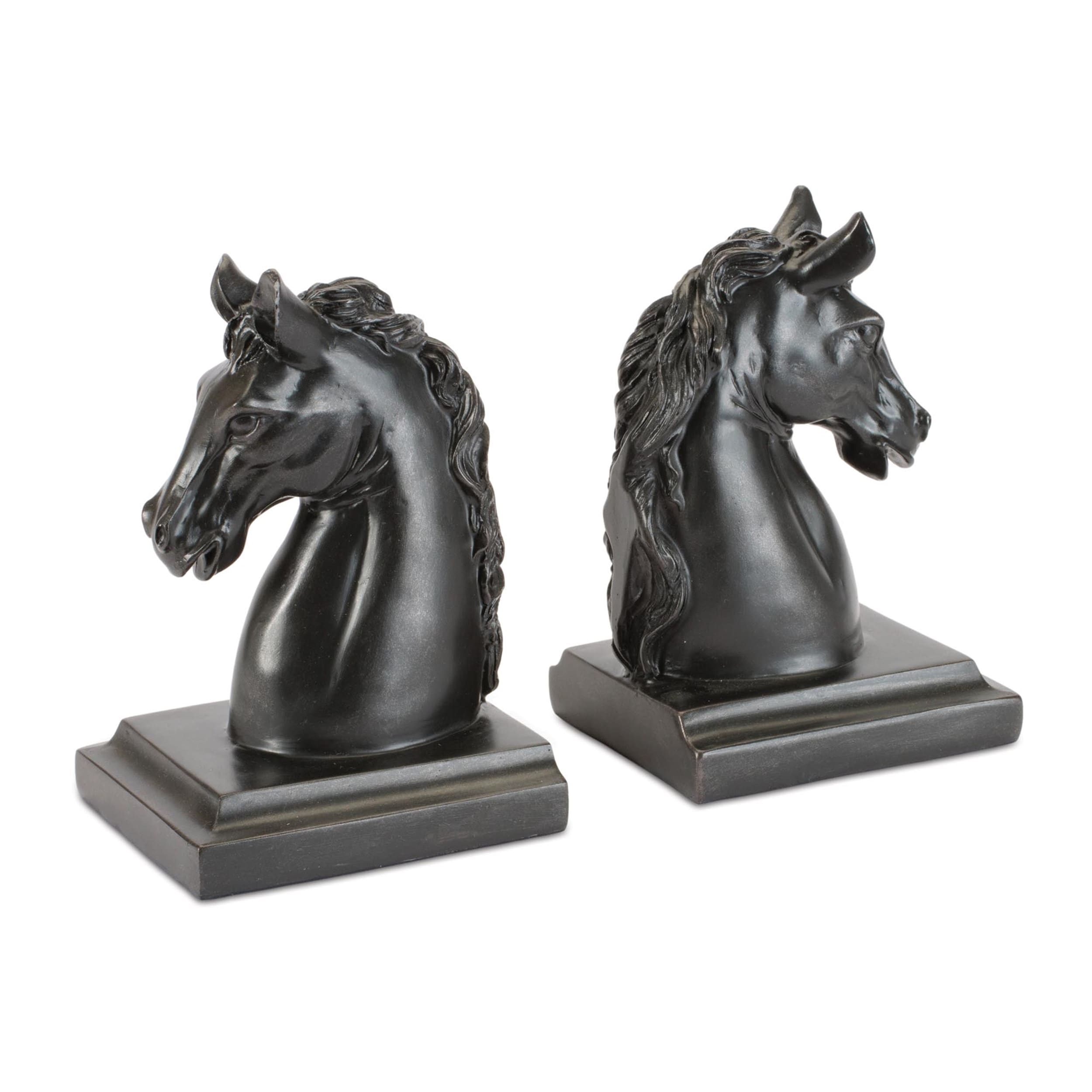 Contemporary Horse Bust Bookends Set Of 2