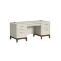 Contemporary Laminate Wood Double Pedestal Executive Desk Writing Table Office Desk Fully Assembled White