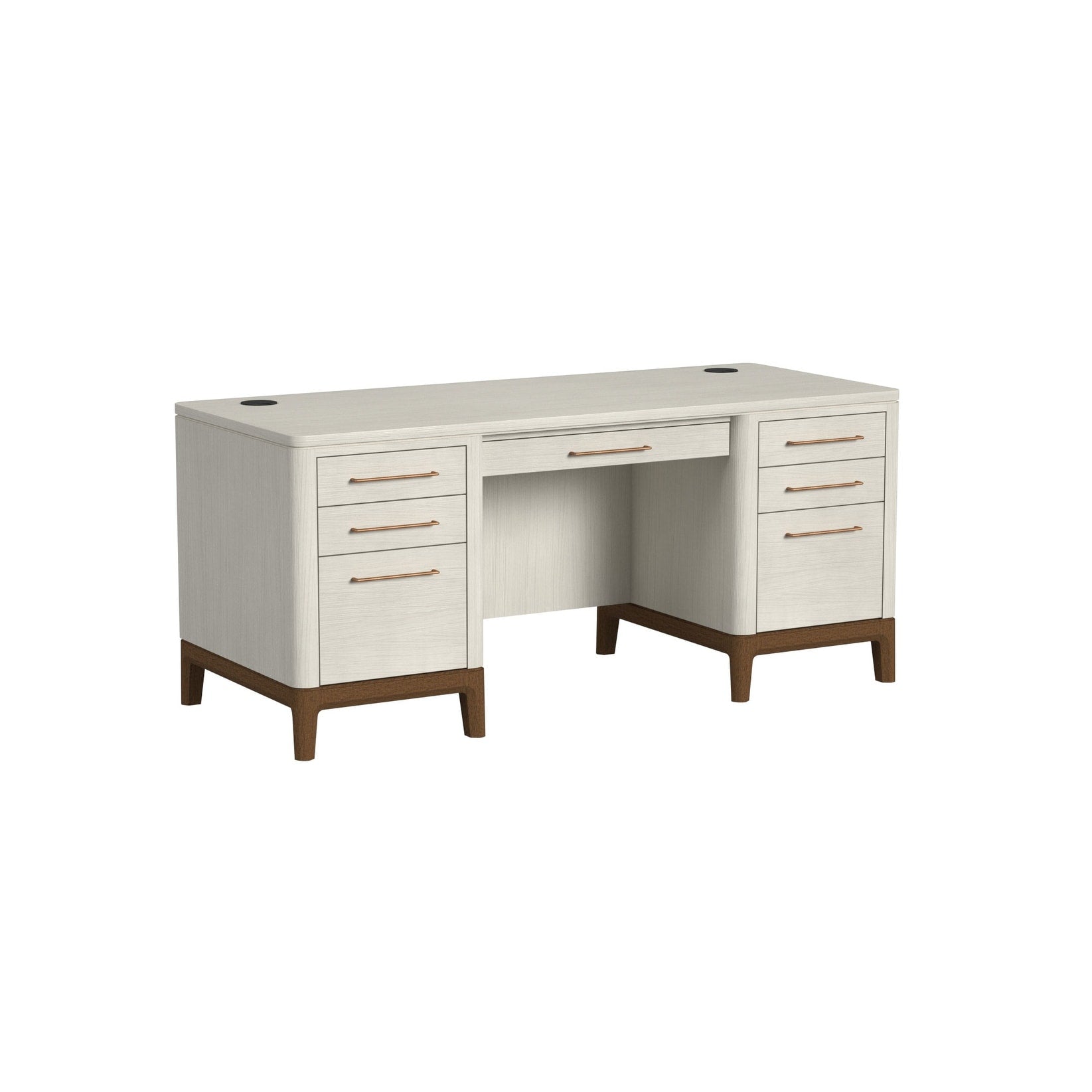 Contemporary Laminate Wood Double Pedestal Executive Desk Writing Table Office Desk Fully Assembled White