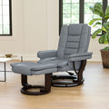 Copper Grove Gunnison Contemporary Leather Recliner And Ottoman With Swiveling Mahogany Wood Base
