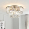 Contemporary Luxe Cascading 2 Tier Round Drum Crystal Ceiling Light