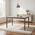 Contemporary Metal Dining Table With Wooden Top Gray Black