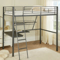 Contemporary Metal Loft Bed With Desk Black And Silver