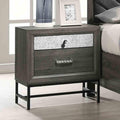 Contemporary Nightstand Gray Finish With Metal Legs Acrylic Accents