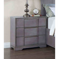 Contemporary Nightstand Gray Finish With Nickel Finger Pulls Dovetail Drawers