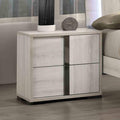 Contemporary Nightstand White Wash Finish Melamine Top Chrome Handles