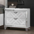Contemporary Nightstand With Usb Port Hidden Jewelry Drawer White Finish Acrylic Legs