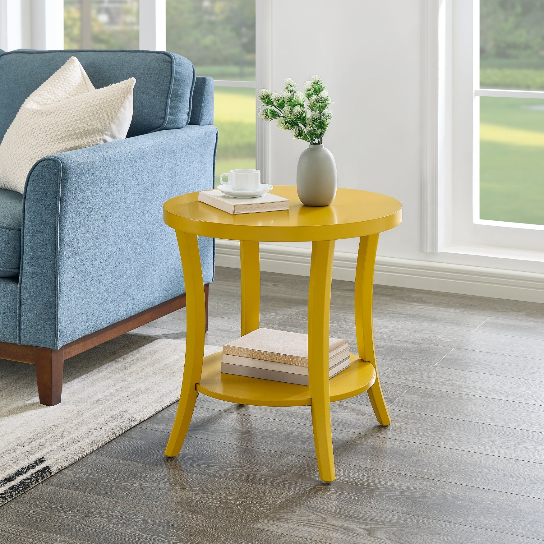 Contemporary Oval Shelf End Table 23 W X 23 D X 23.5 H
