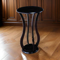 Contemporary Plant Stand With Bottom Storage Shelf Brown