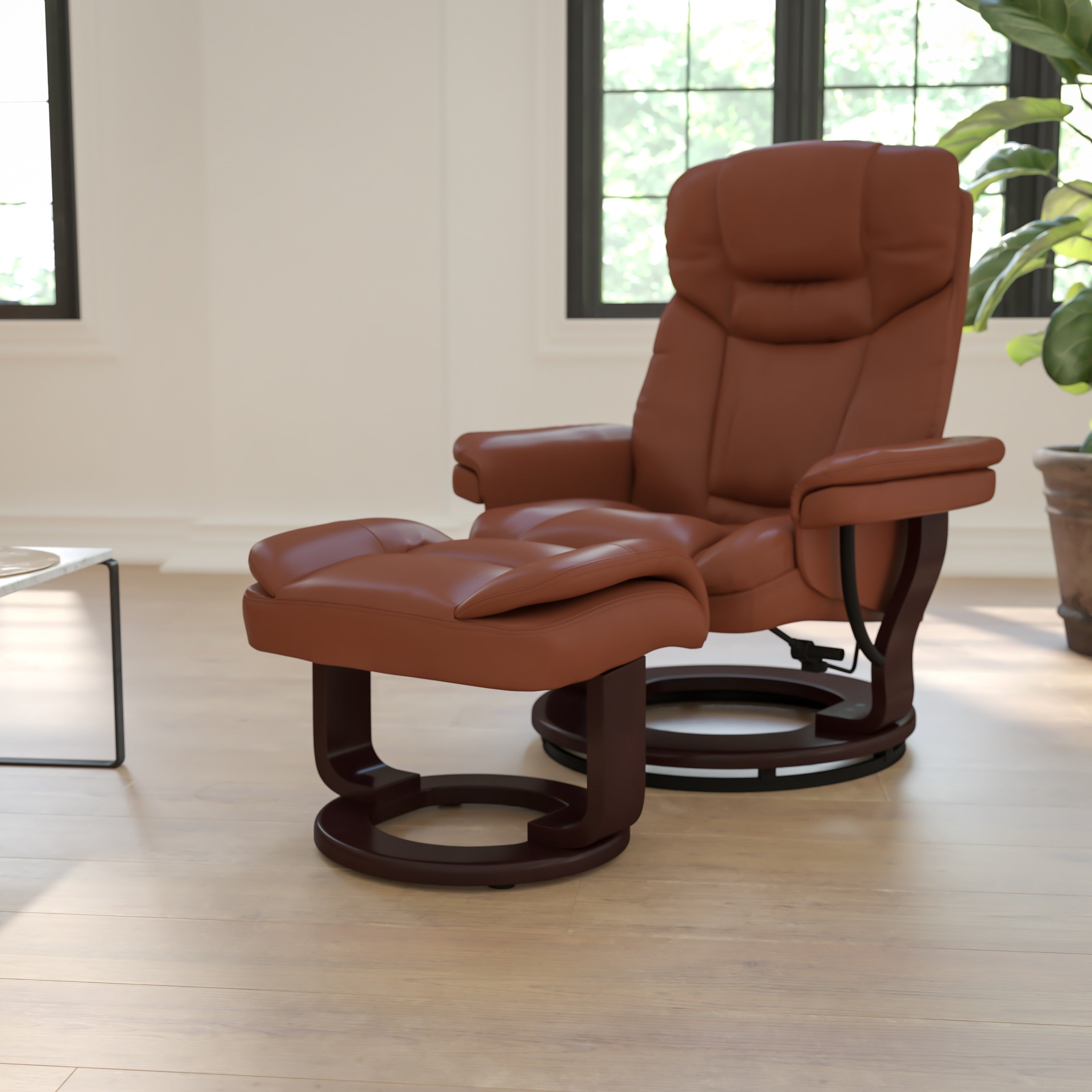 Copper Grove Gunnison Leather Recliner With Ottoman