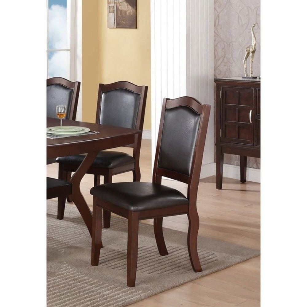 Contemporary Rubber Wood Dining Chair Set Of 2 Brown And Black