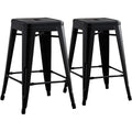 Contemporary Rustic Vintage Backless Metal Bar Stools Kitchen Counter Bar Stool 24Inch Height Set Of 2