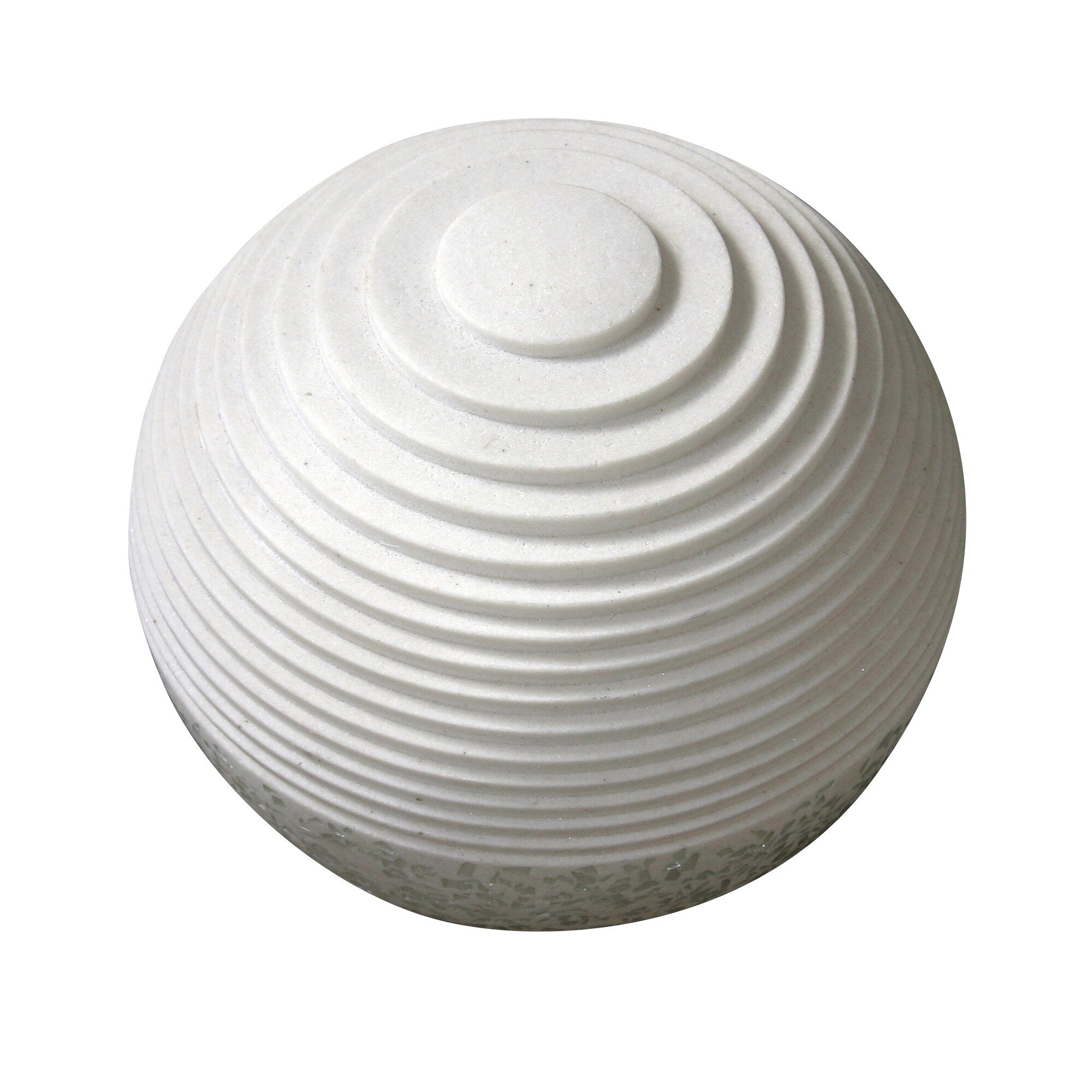 Contemporary Sandstone Polished Ball With Step Carved Lines White