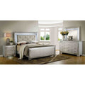Contemporary Silver Finish 4 Piece Bedroom Furniture Set With Led Bed