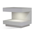 Contemporary Squared C Shaped Wooden Nightstand With Led Light Gray