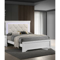 Contemporary Style 1Pc Bed Set Diamond Button Tufting Headboard Built In Led Lights Bracket Legs White Finish