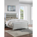 Contemporary Style 1Pc Bed Set Silver Finish Horizontal Tufted Headboard