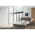 Contemporary Style 3Pc Bed 2X Nightstand Set Silver Legs Metal Handles Gray Finish Bedroom Furniture