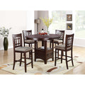 Contemporary Style 5Pc Counter Height Dining Set Walnut Finish