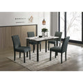 Contemporary Style 5Pc Dining Room Set Faux Marble Table Top Charcoal Finish