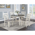 Contemporary Style 5Pc Round Dining Table Set White And Gray Finish