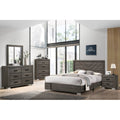 Contemporary Style Bed Set Metal Handles Silver Legs Platform Bed Gray Finish Bedroom Furniture