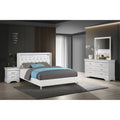 Contemporary Style Bed Set Nailhead Trim Diamond Accent Handles Led Lights White Finish Bedroom Furniture